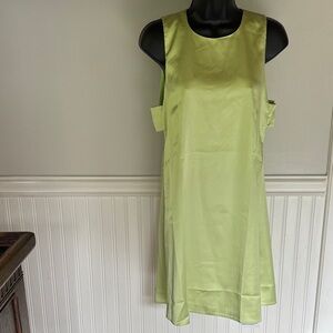 NWT Sleeveless satin Lime Green Dress size 8